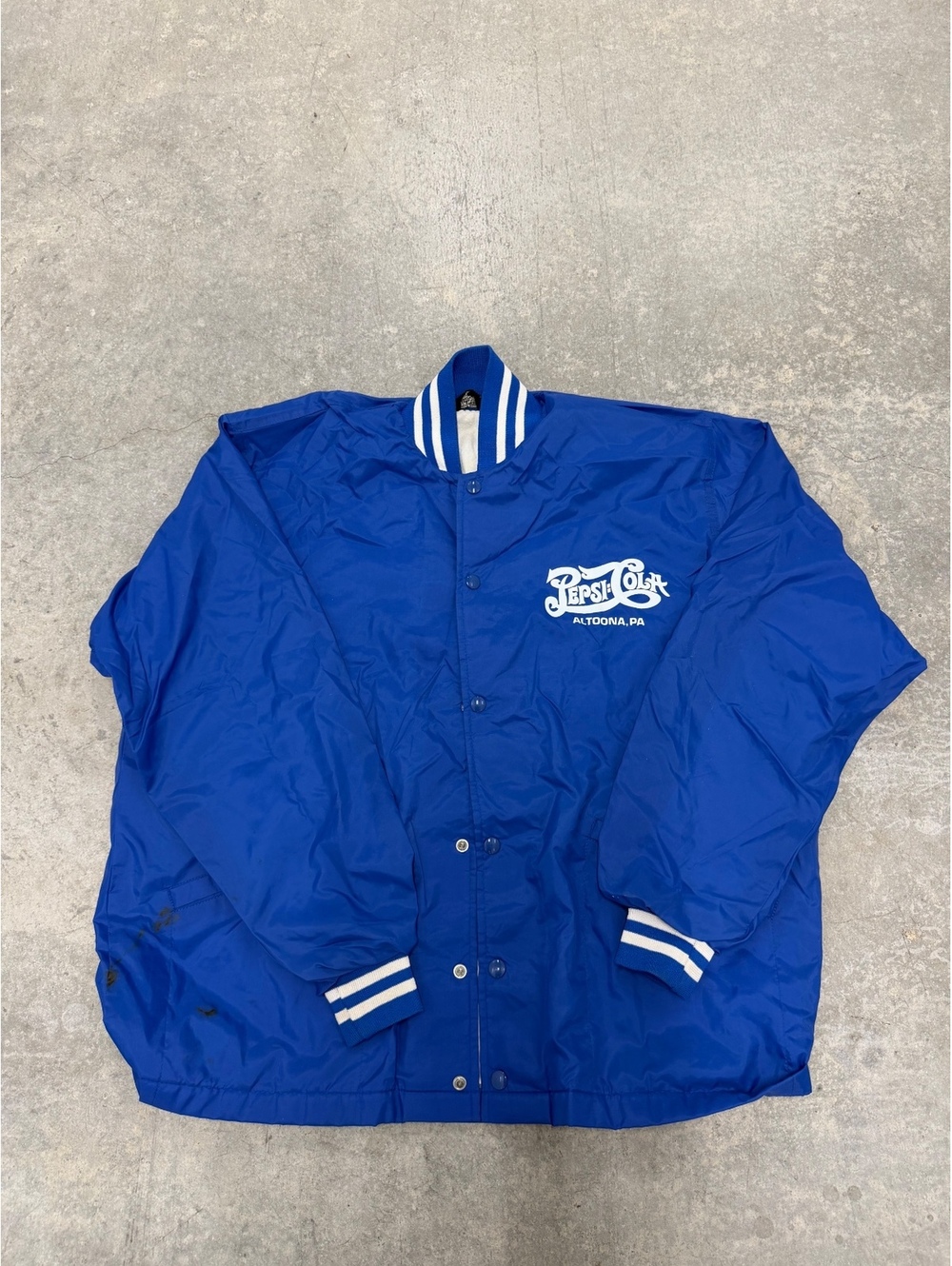 intage Westark Pepsi Cola Nylon Satin Jacket Mens Large Blue Bomber 80s
